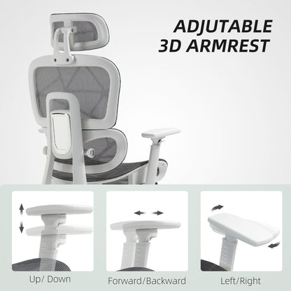 Multi-Adjustable Mesh Office Chair - Grey and White