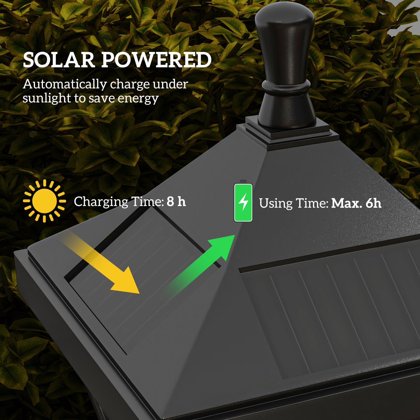 1.3 m Garden Lamp Post Light, LED Outdoor Solar Post Lights, Waterproof IP44 for Patio, Garden, Pathway, Cool White