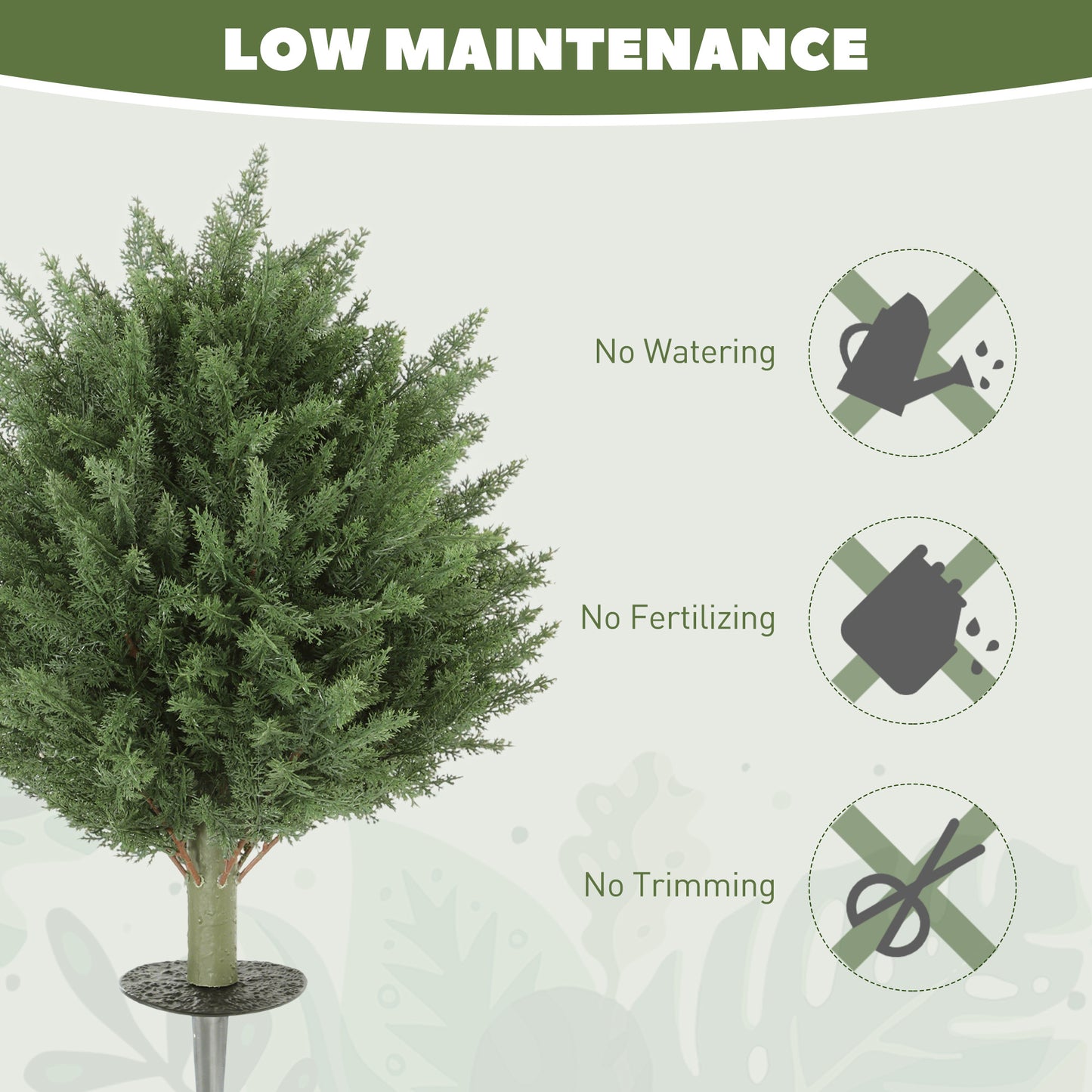60 cm Artificial Cypress Tree with Ground Stake, Set of 2 Artificial Plants for Indoor & Outdoor, UV Resistant, Green