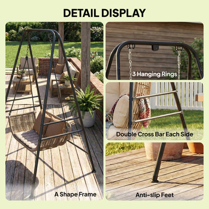 Hammock Chair Stand Only, 150KG Load Capacity, for Indoor Outdoor, Black