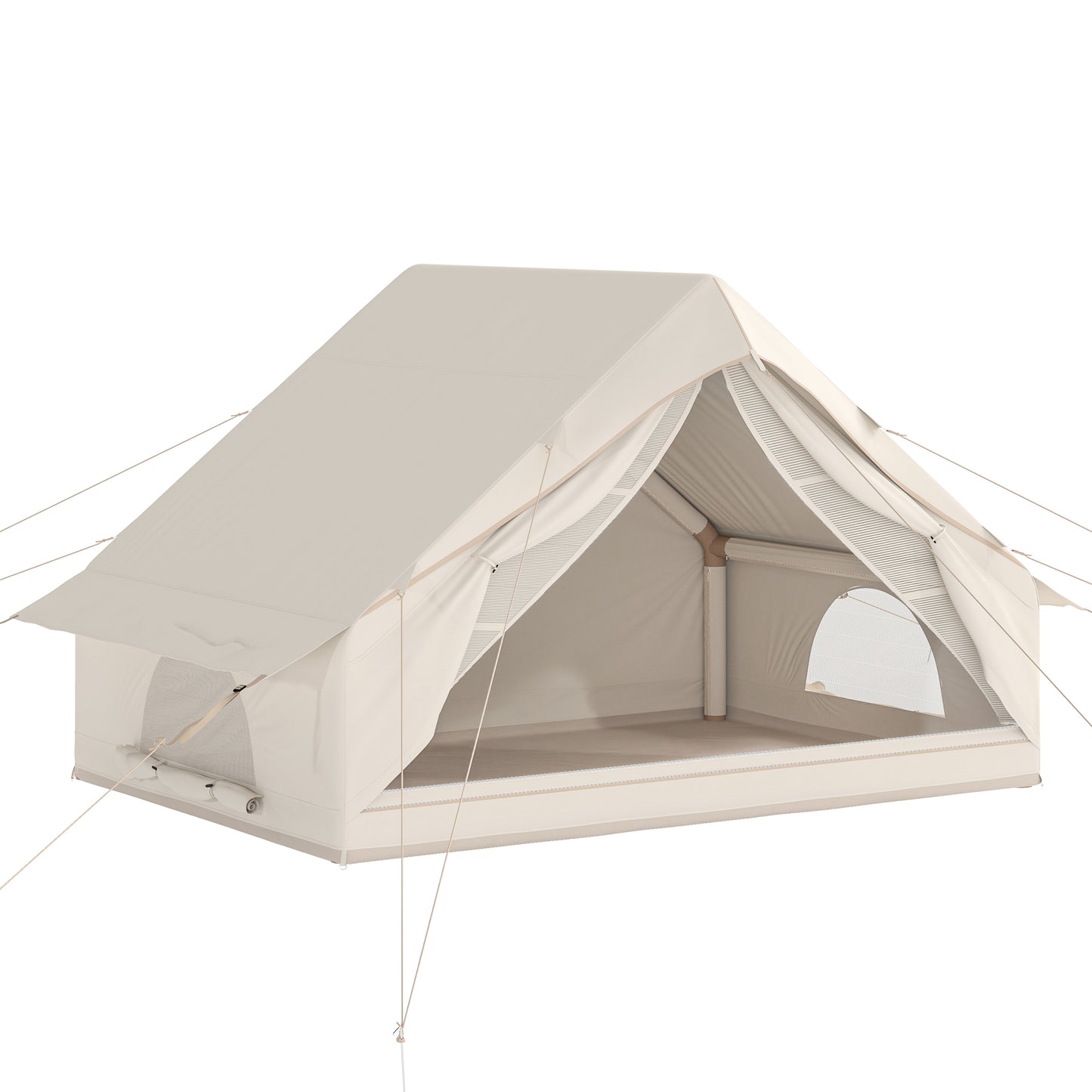 Inflatable Tent Waterproof for Camping Blow Up Tent with Pump Carry Bag for 2-4 Person, Beige