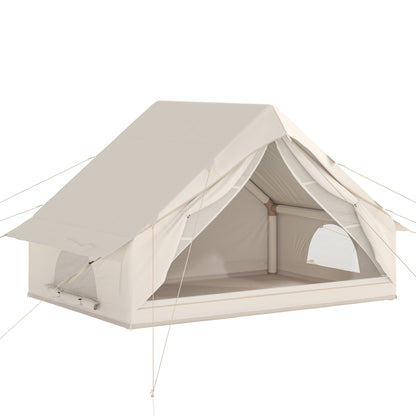 Inflatable Tent Waterproof for Camping Blow Up Tent with Pump Carry Bag for 2-4 Person, Beige