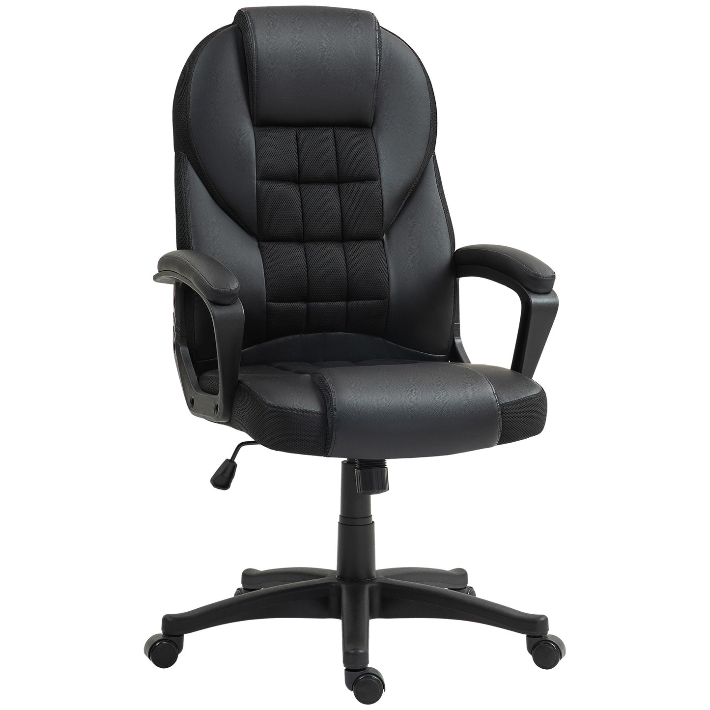 Faux Leather Office Chair with Tilt and PU Castors - Black