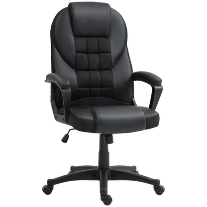 Faux Leather Office Chair with Tilt and PU Castors - Black