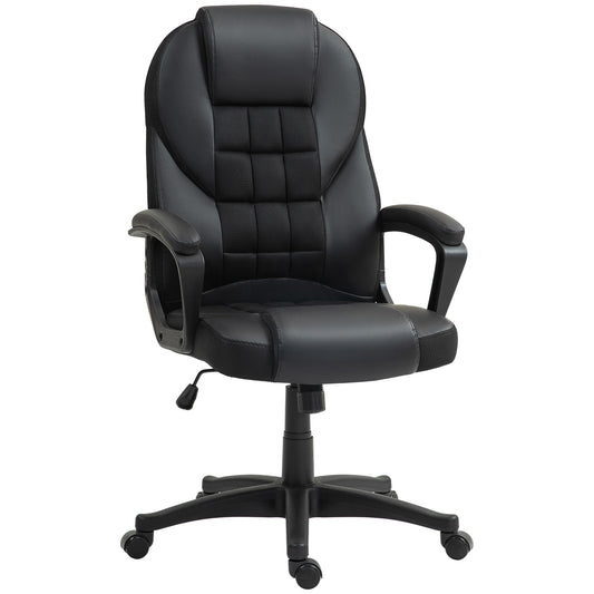 Faux Leather Office Chair with Tilt and PU Castors - Black
