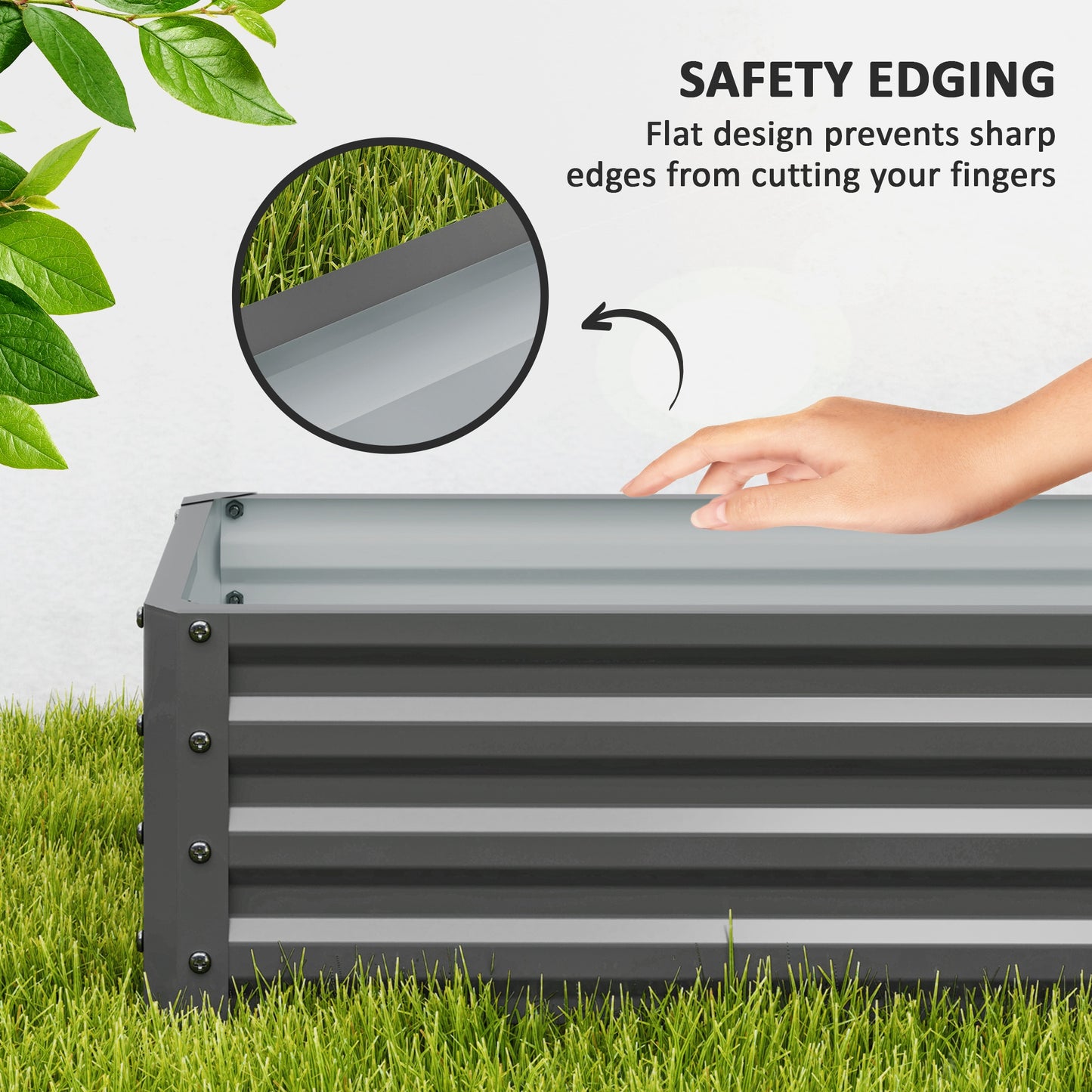 Set of Two 110 x 50cm Steel Planter Boxes - Light Grey