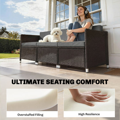 7-Piece Patio Furniture Cushions, Outdoor Loveseat Cushion with Removable Covers for Rattan Furniture, 60x60 cm, Dark Grey