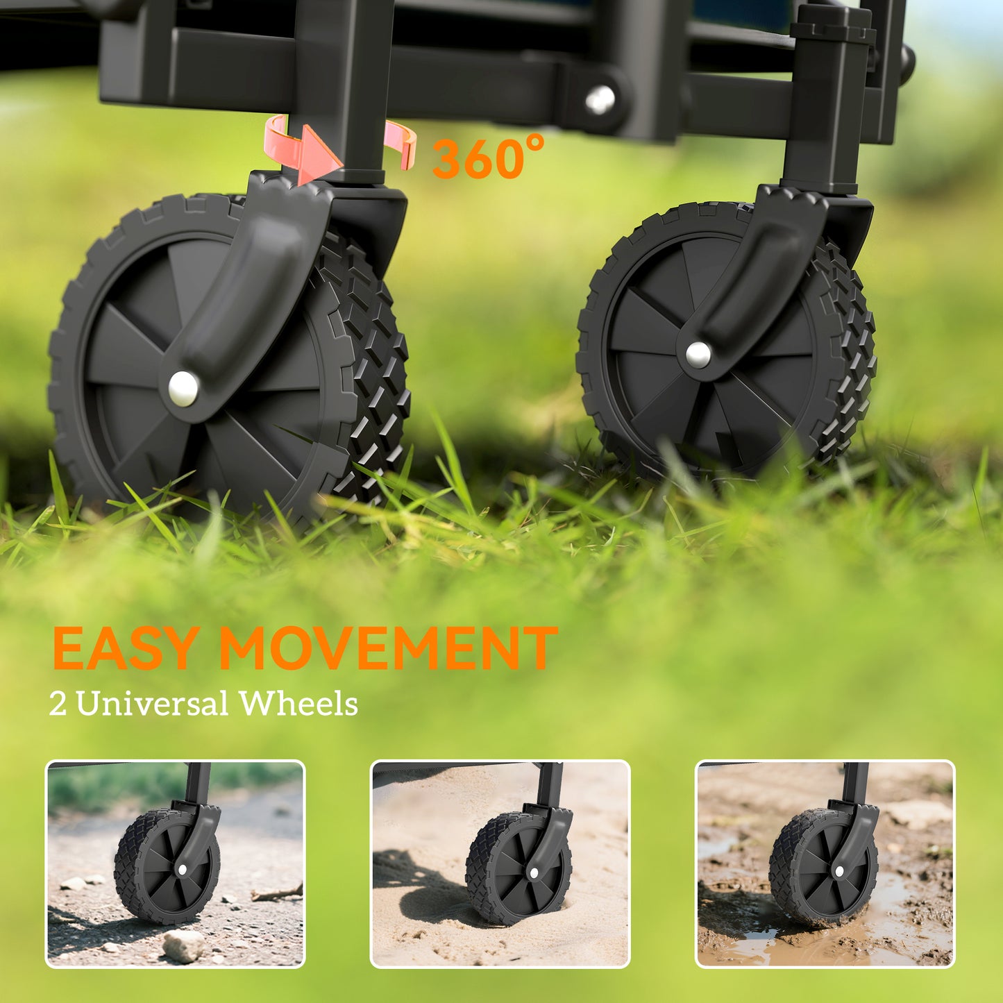 62L Festival Trolley on Wheels, Portable Small Folding Trolley Cart