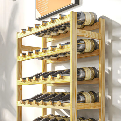 42 Bottle Wooden Wine Rack - Natural Finish