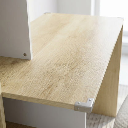 Computer Desk, Office Desk with Bookshelf, File Drawer and Legal Hanging File Holders, Oak Wood Effect