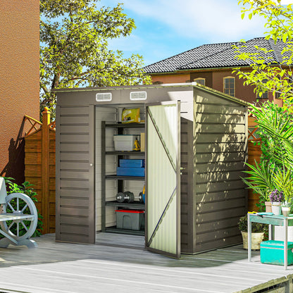 4 x 6ft Galvanised Metal Garden Shed, with Locking Door - Grey