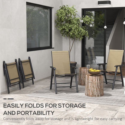 Set of Four Folding Garden Chairs - Light Brown