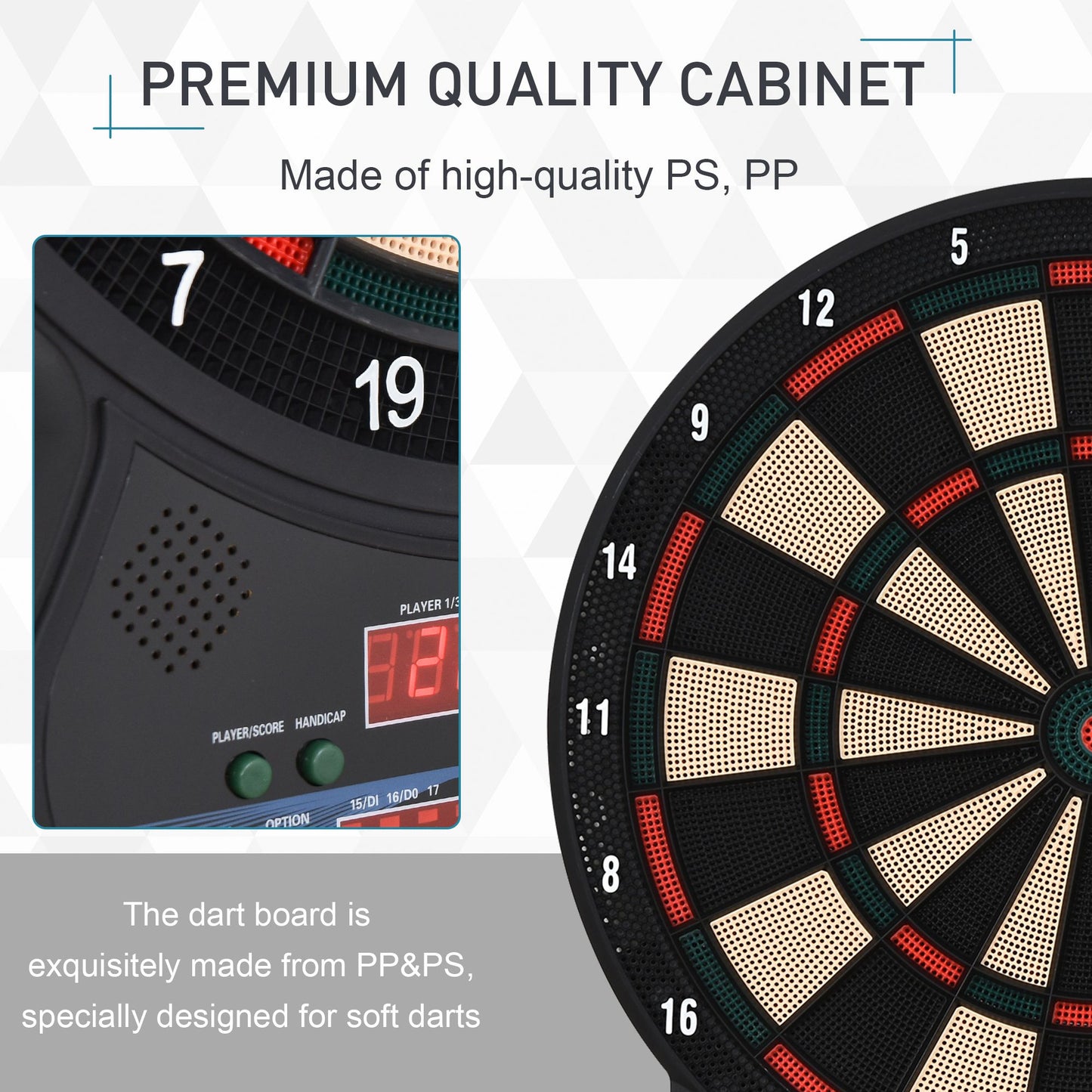 Electronic Hanging Dartboard LED Digital Score Set 27 Games and 202 Variations with 12 Soft Tip Darts