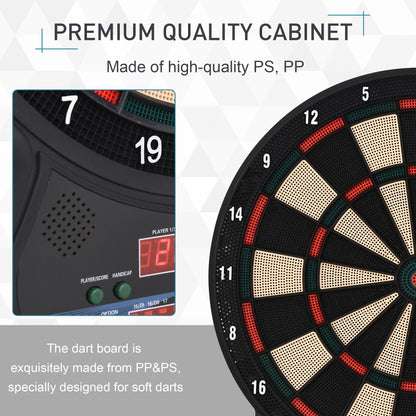 Electronic Hanging Dartboard LED Digital Score Set 27 Games and 202 Variations with 12 Soft Tip Darts
