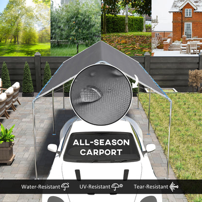 3 x 6m Heavy Duty Carport Garage Car Shelter Galvanized Steel Outdoor Open Canopy Tent Water UV Resistant Waterproof, Grey