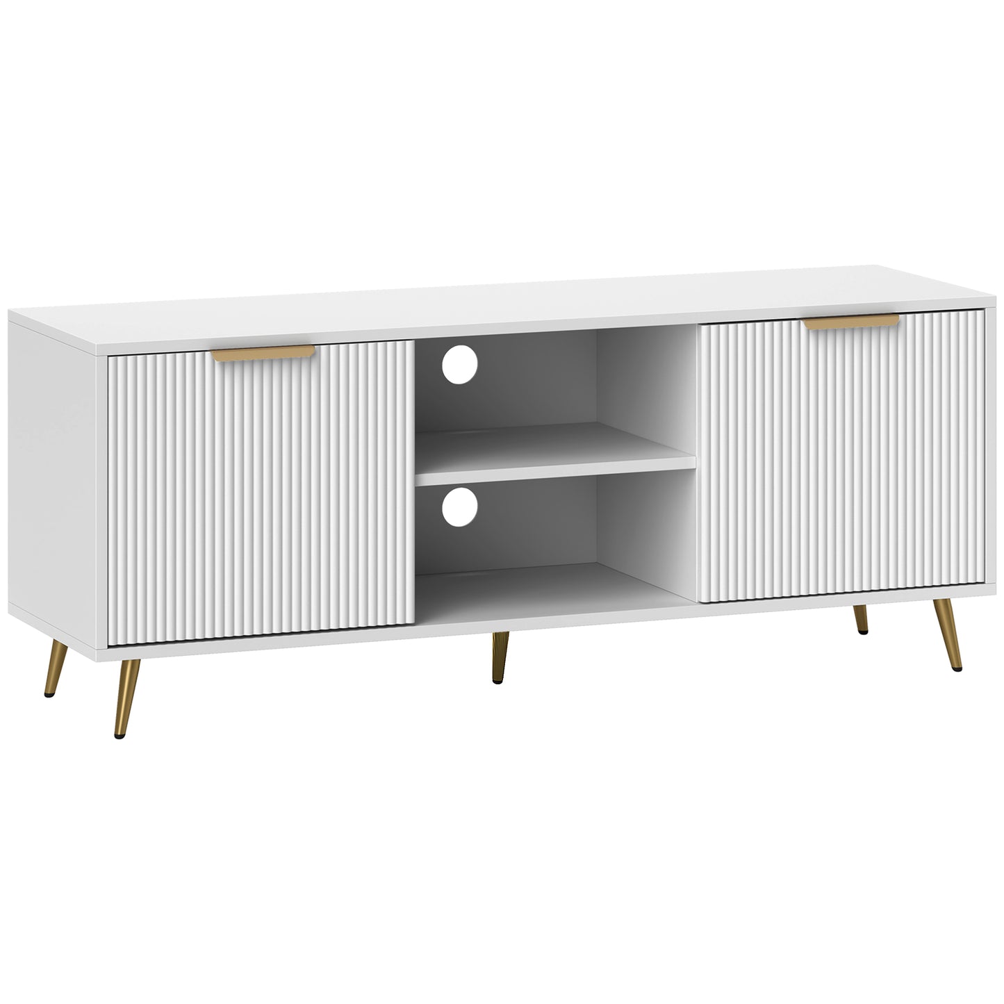Modern TV Stand Cabinet for TVs up to 55", TV Unit with 2 Open Shelves and 2 Cabinets