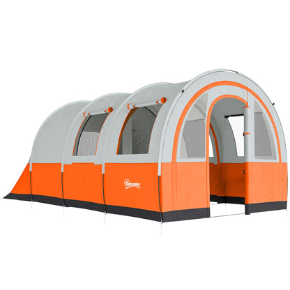 Three Man Duo Room Tunnel Tent, with Accessories - Cream/Orange
