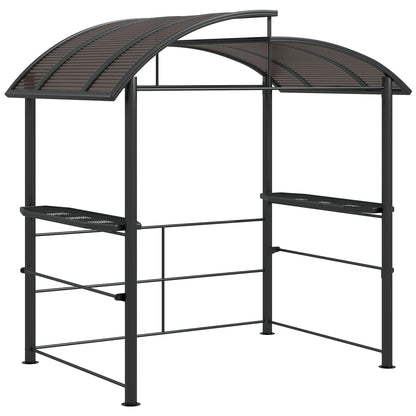 2.4 x 1.5m Outdoor Grill Gazebo with Side Shelves, PC Board Roof, Dark Grey