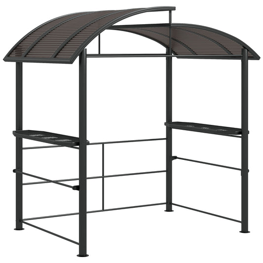 2.4 x 1.5m Outdoor Grill Gazebo with Side Shelves, PC Board Roof, Dark Grey
