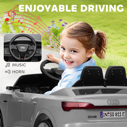 Audi Q8 e-tron Sportback Licensed 12V Ride on Car w/ Remote, 4 Spring Suspension Wheels, Headlamps, Music, Horn - Grey