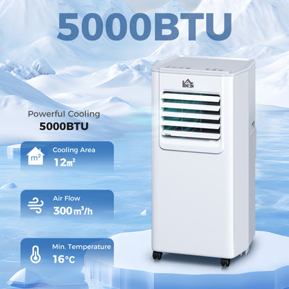 5000 BTU Portable Air Conditioner, 4-in-1 Air Conditioning Unit, Dehumidifier, Cooling, Fan, Sleep Mode, with Remote Control
