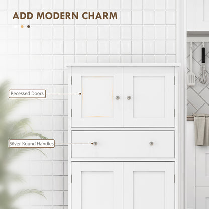 Multi-Storage Freestanding Kitchen Cabinet with Adjustable Lower Shelf - White