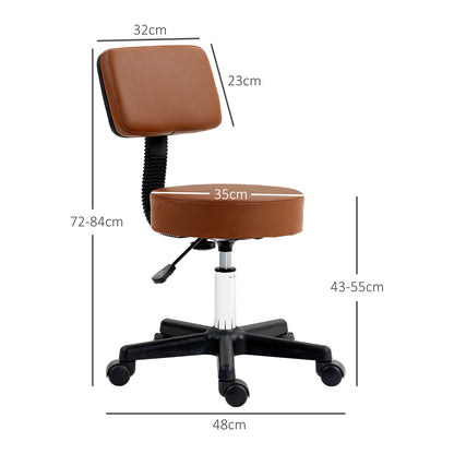 Beautician's Swivel Salon Chair w/ Padded Seat Back 5 Wheels Adjustable Height Salon Hairdressers Tattoo Spa Rolling Cushion