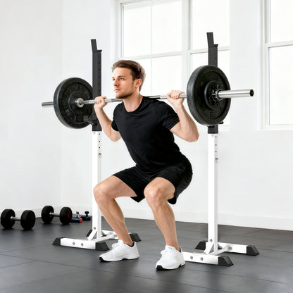 Heavy Duty Weight Bar Barbell Squat Stand Barbell Rack Spotter, for Home, Gym - Black