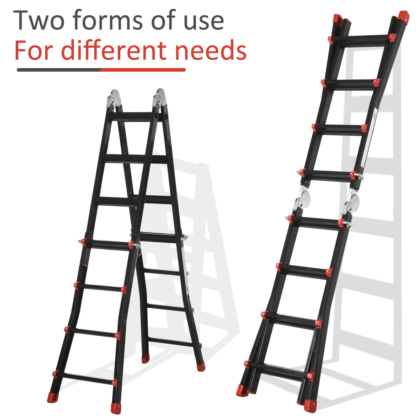 4M Aluminium Duo Ladder Telescopic Herringbone Changeable Multi-Purpose w/ Non-Slip Steps Climbing DIY Platform Portable Work
