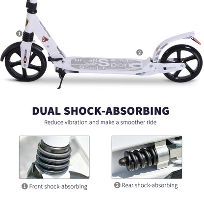 Folding Kick Scooter, Adjustable Ride On Scooter with 200mm Big Wheels and Double Shock Absorption