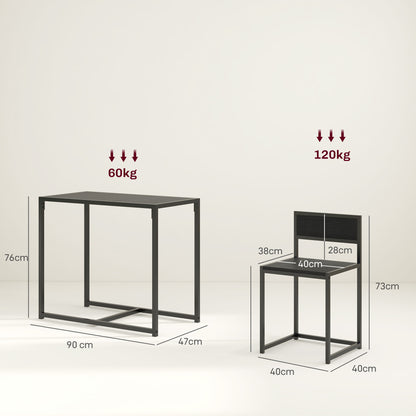 3 Piece Dining Table and Chairs Set, Dining Room Sets, Rectangular Space Saving Table and 2 Chairs for Compact Kitchens