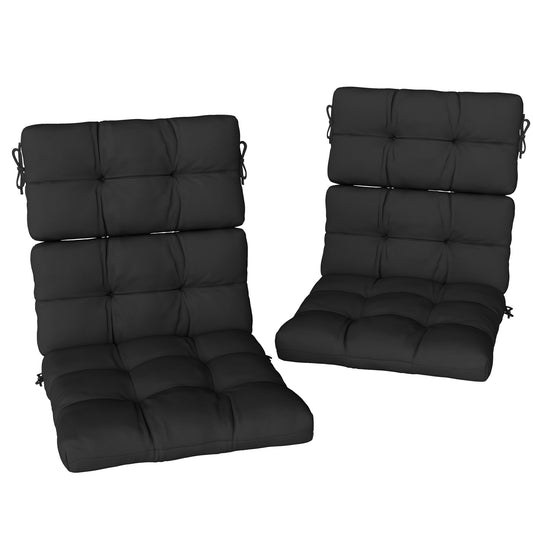 2-Piece Seat Cushion Replacement with Backrest, Garden Patio Chair Cushions Set with Ties, Black