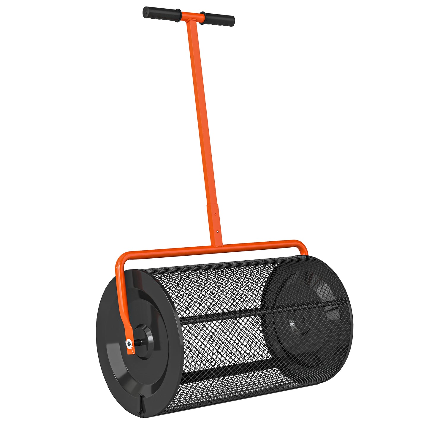 Compost Spreader, 24" Peat Moss Spreader with Height Adjustable T Shaped Handle and Metal Mesh Basket