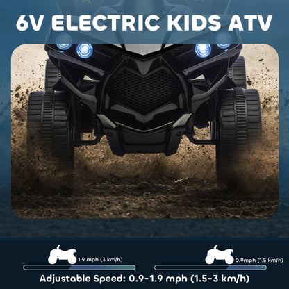 6V Kids ATV, 4 Wheeler Electric Ride on Car with Music and LED Headlights, for Ages 18-56 Months Boys and Girls, Black