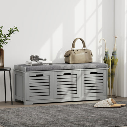 3-Drawer Shoe Storage Bench - Grey