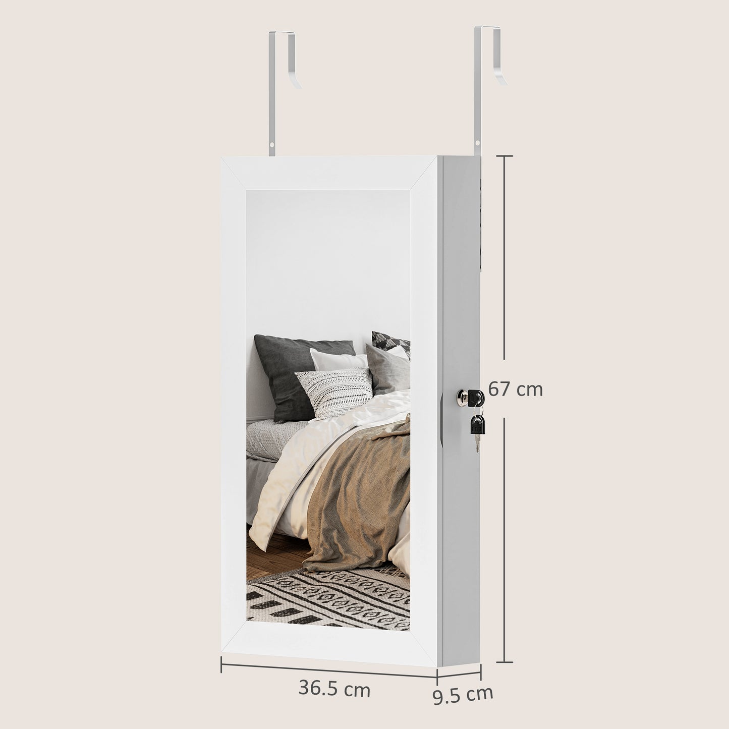 Jewelry Cabinet, Jewelry Storage Cabinet with Mirror, White