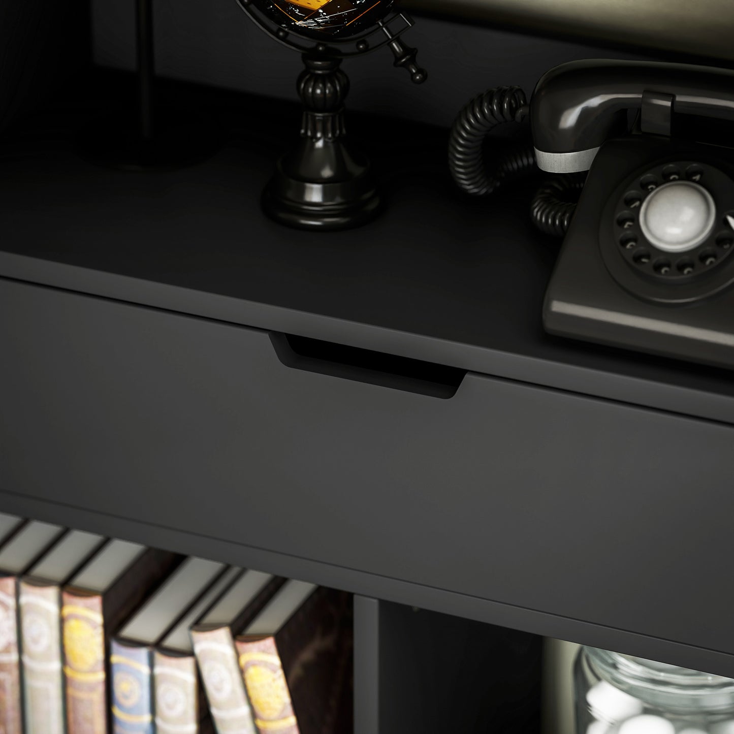 Tall Bookshelf with Drawer, Freestanding Bookcase for Bedroom, Living Room, Home Office, Black