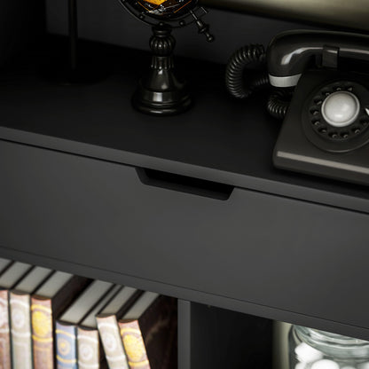 Tall Bookshelf with Drawer, Freestanding Bookcase for Bedroom, Living Room, Home Office, Black