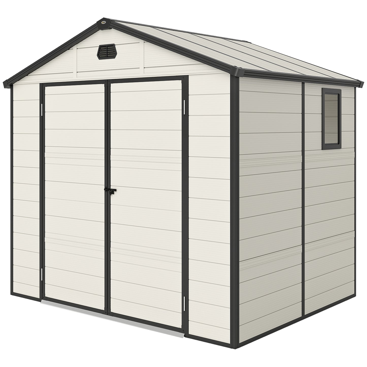 7.9ft x 6.2ft Recycled Garden Shed with Aluminium Frame and Plastic, Wall Shed with Foundation, Waterproof and Rustproof