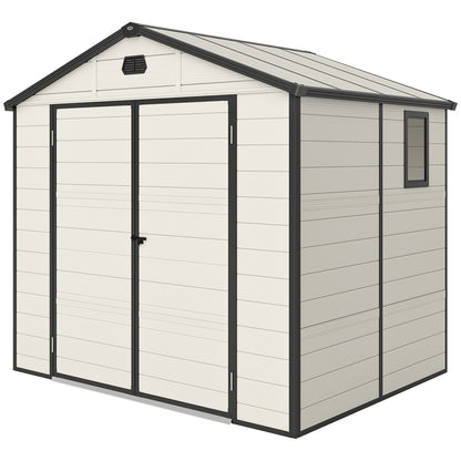 7.9ft x 6.2ft Recycled Garden Shed with Aluminium Frame and Plastic, Wall Shed with Foundation, Waterproof and Rustproof