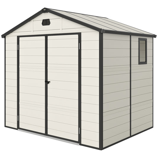 7.9ft x 6.2ft Recycled Garden Shed with Aluminium Frame and Plastic, Wall Shed with Foundation, Waterproof and Rustproof
