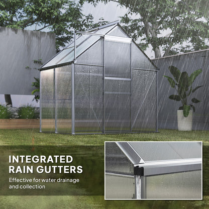 192.5 x 131cm Walk-In Polycarbonate Greenhouse - Silver-Tone