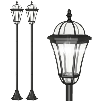 2 PCS 1.3M Garden Solar Lamp Post Lights Solar Powered LED Lantern Patio Pathway Walkway Outdoor Water-Resist Auto Switch 6 H