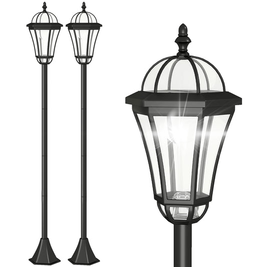 2 PCS 1.3M Garden Solar Lamp Post Lights Solar Powered LED Lantern Patio Pathway Walkway Outdoor Water-Resist Auto Switch 6 H