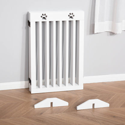 Wooden Pet Gate Foldable Freestanding Dog Safety Barrier w/ Support Feet