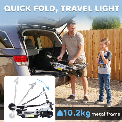 Foldable Powered Scooter with Adjustable Handle, Brake, Black