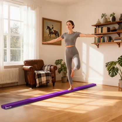 2.4M 8FT Gymnastics Folding Balance Beam Home Gym Training Exercise Sports - Purple