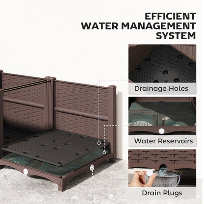 Plastic Raised Garden Bed with Legs, Self Watering Elevated Planter Boxes with Drainage Holes and Plugs
