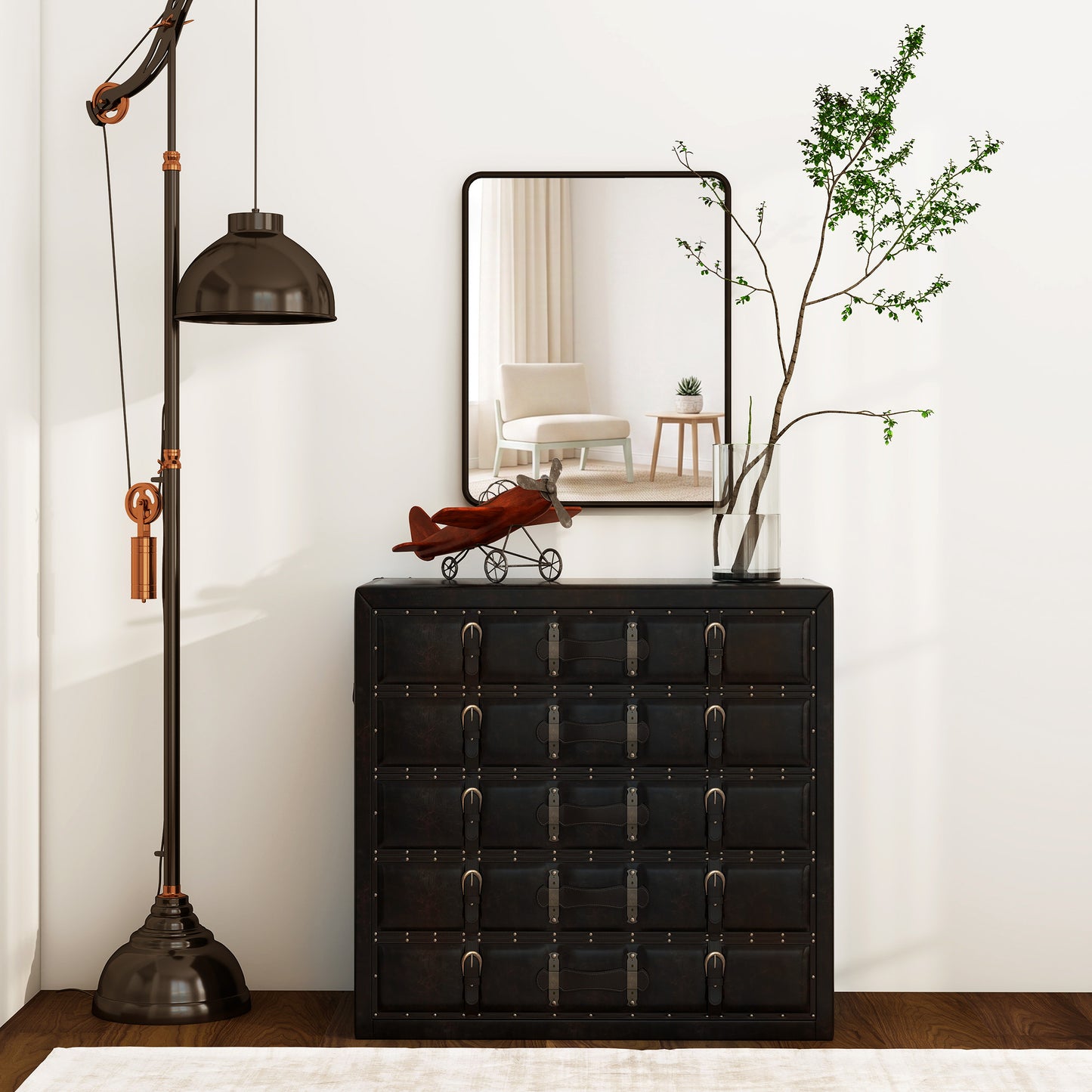 Rectangular Wall Mirror with HD Glass - Black