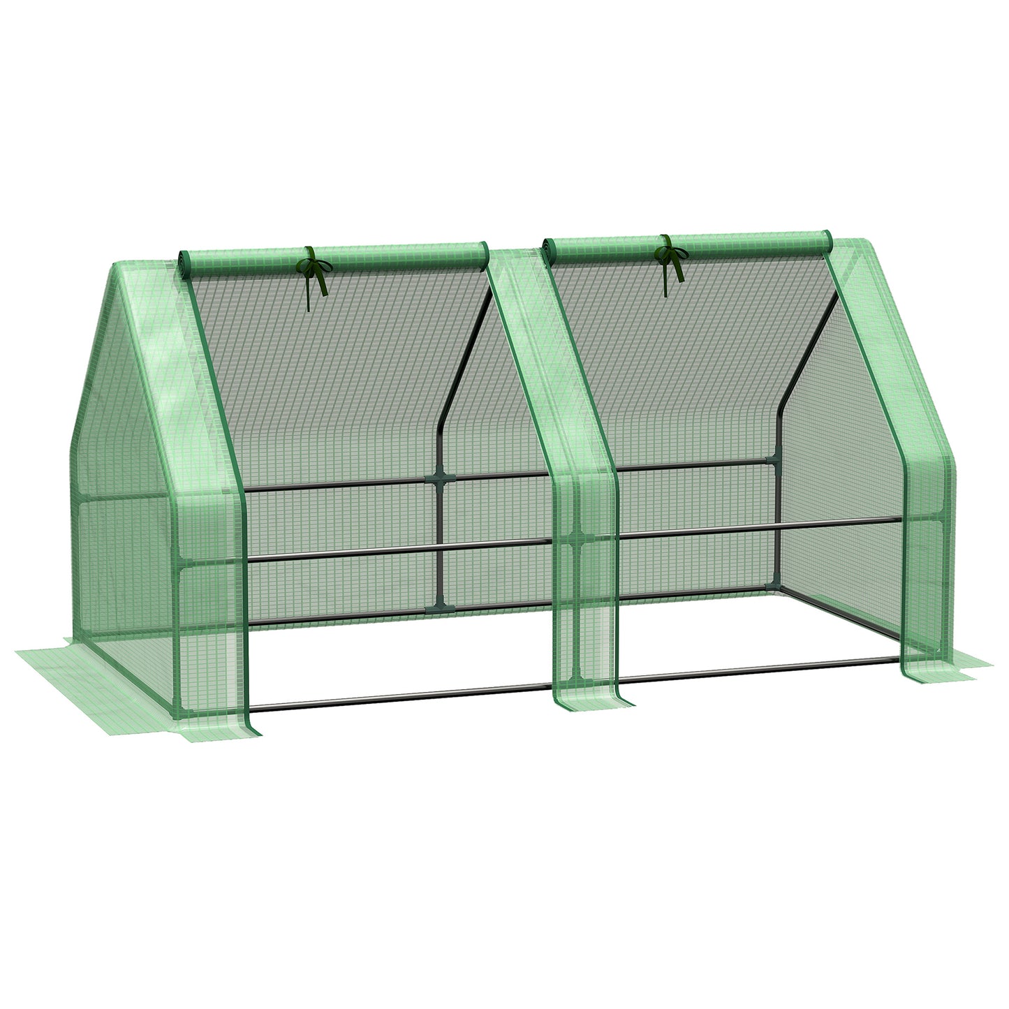Mini Small Greenhouse with Steel Frame & PE Cover & Zippered Window Poly tunnel Steeple for Plants Vegetables